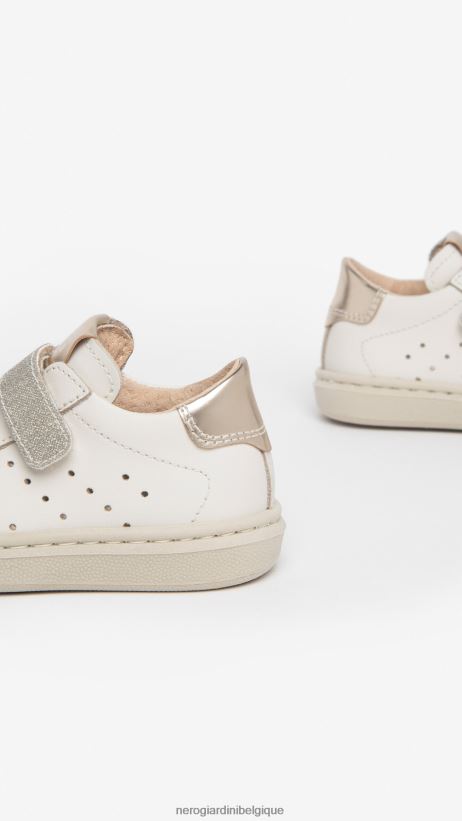 chaussure être NeroGiardini fille art. i322532f baskets junior en cuir et toile osso F2F08N400