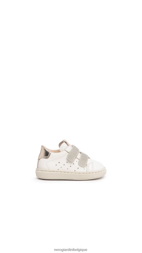 chaussure être NeroGiardini fille art. i322532f baskets junior en cuir et toile osso F2F08N400