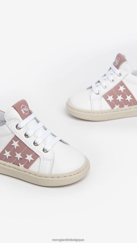 chaussure être NeroGiardini fille art. i322535f baskets en cuir junior blanc F2F08N406