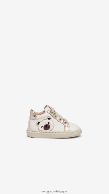 chaussure être NeroGiardini fille art. i322537f baskets en cuir junior osso F2F08N407