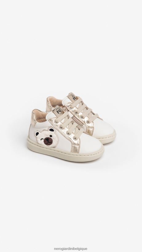 chaussure être NeroGiardini fille art. i322537f baskets en cuir junior osso F2F08N407