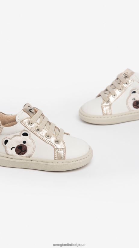 chaussure être NeroGiardini fille art. i322537f baskets en cuir junior osso F2F08N407