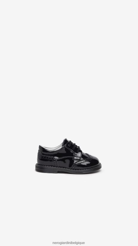 chaussure être NeroGiardini fille art. i322544f chaussures à nouer junior en tissu technique noir F2F08N420