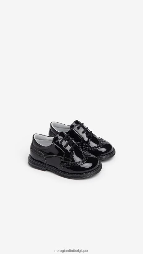 chaussure être NeroGiardini fille art. i322544f chaussures à nouer junior en tissu technique noir F2F08N420