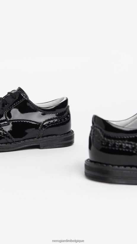 chaussure être NeroGiardini fille art. i322544f chaussures à nouer junior en tissu technique noir F2F08N420