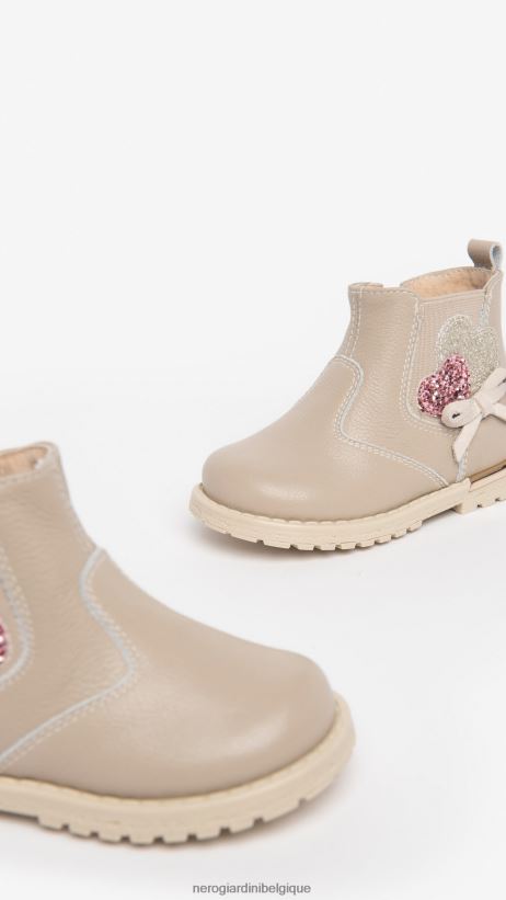 chaussure être NeroGiardini fille art. i322561f bottines en cuir junior beige F2F08N431