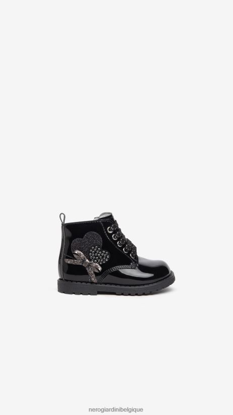 chaussure être NeroGiardini fille art. i322570f bottes de combat en tissu technique junior noir F2F08N428