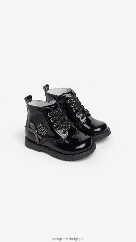 chaussure être NeroGiardini fille art. i322570f bottes de combat en tissu technique junior noir F2F08N428