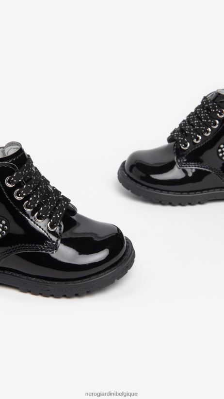 chaussure être NeroGiardini fille art. i322570f bottes de combat en tissu technique junior noir F2F08N428