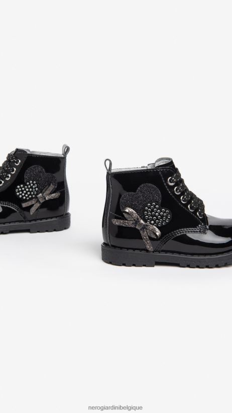 chaussure être NeroGiardini fille art. i322570f bottes de combat en tissu technique junior noir F2F08N428