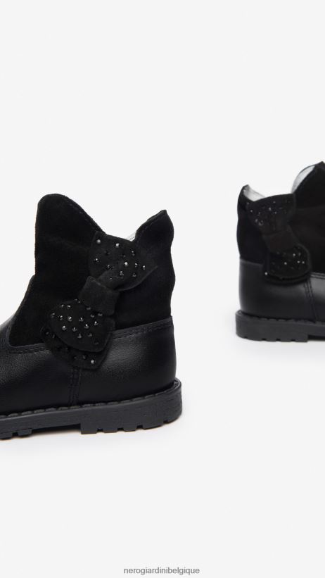 chaussure être NeroGiardini fille art. i322580f bottines chelsea en cuir junior noir F2F08N432