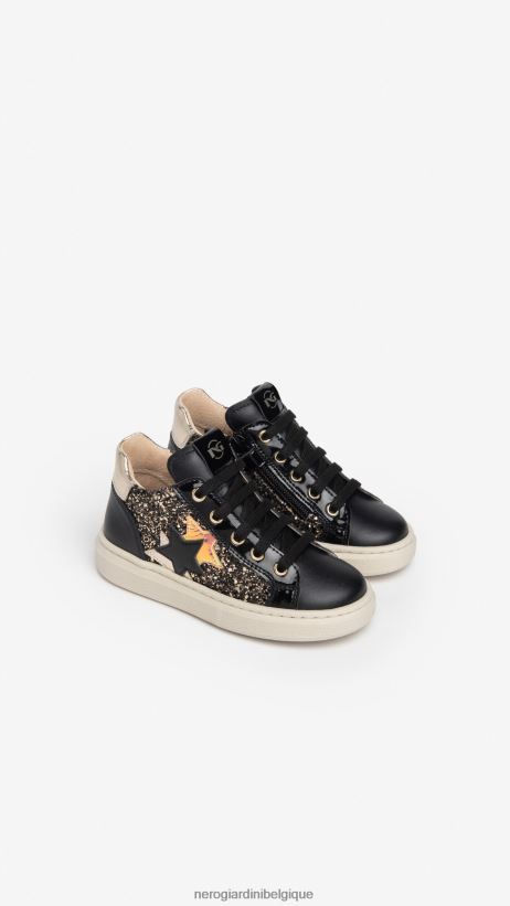 chaussure être NeroGiardini fille art. i327530f baskets junior en toile et cuir noir F2F08N412