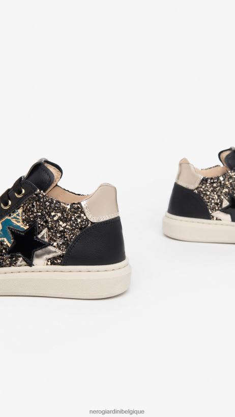 chaussure être NeroGiardini fille art. i327530f baskets junior en toile et cuir noir F2F08N412