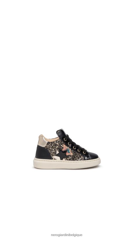 chaussure être NeroGiardini fille art. i327530f baskets junior en toile et cuir noir F2F08N412