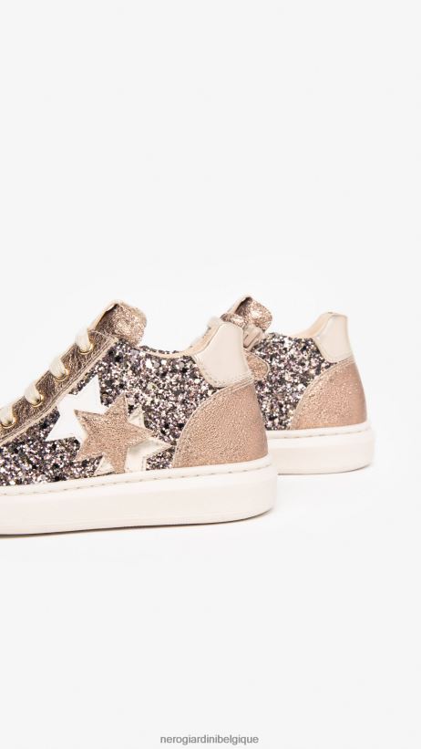 chaussure être NeroGiardini fille art. i327531f baskets junior en cuir et toile biscotto F2F08N413