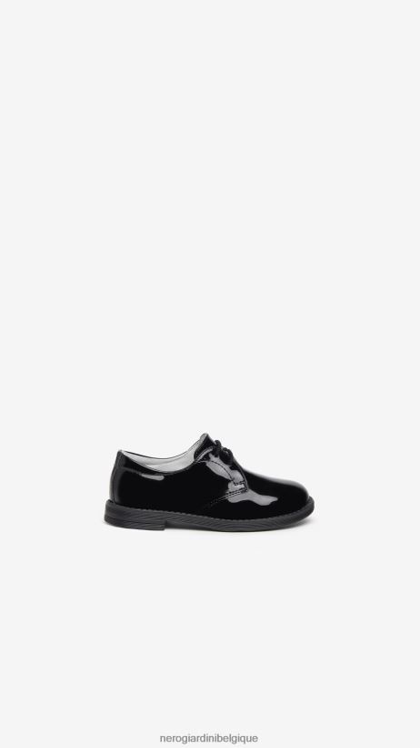 chaussure être NeroGiardini fille art. i327543f chaussures à nouer junior en tissu technique noir F2F08N425