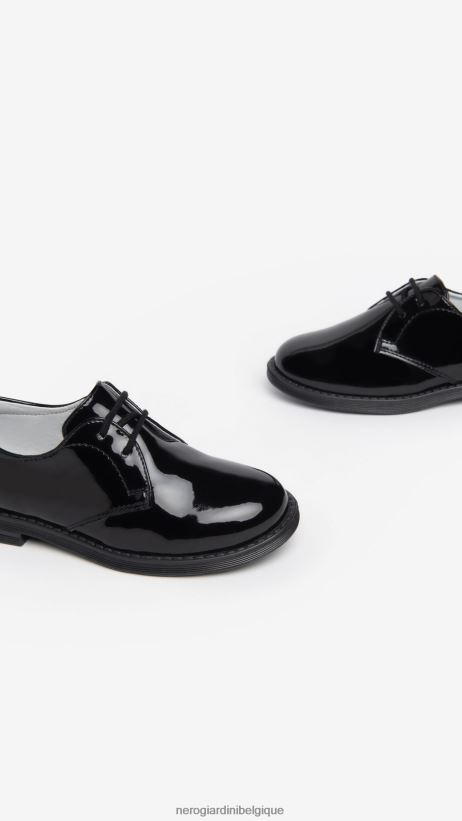 chaussure être NeroGiardini fille art. i327543f chaussures à nouer junior en tissu technique noir F2F08N425