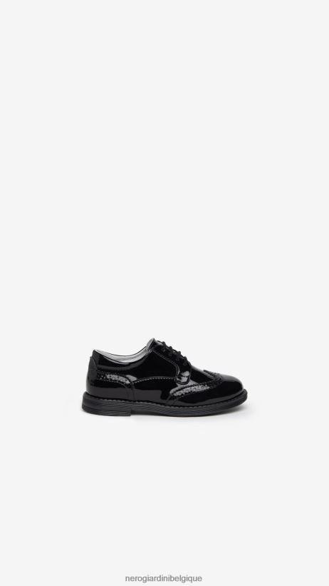chaussure être NeroGiardini fille art. i327544f chaussures à nouer junior en tissu technique noir F2F08N424