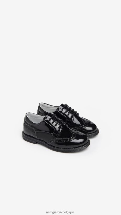 chaussure être NeroGiardini fille art. i327544f chaussures à nouer junior en tissu technique noir F2F08N424