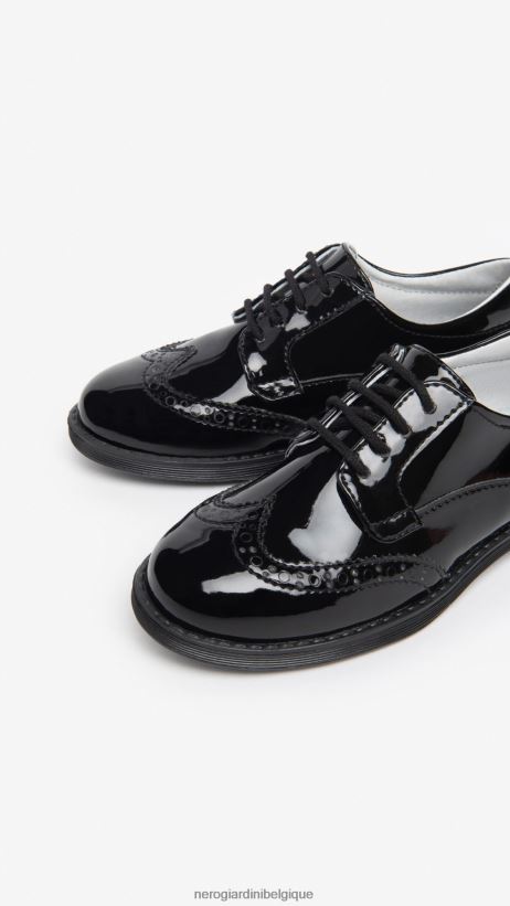 chaussure être NeroGiardini fille art. i327544f chaussures à nouer junior en tissu technique noir F2F08N424