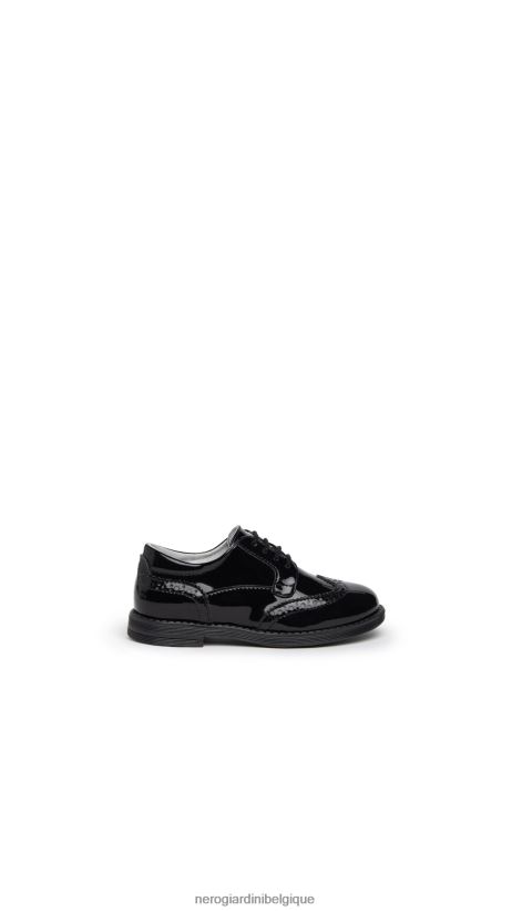 chaussure être NeroGiardini fille art. i327544f chaussures à nouer junior en tissu technique noir F2F08N424