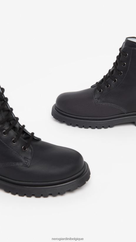 chaussure être NeroGiardini fille art. i327552f bottes de combat en cuir junior noir F2F08N434