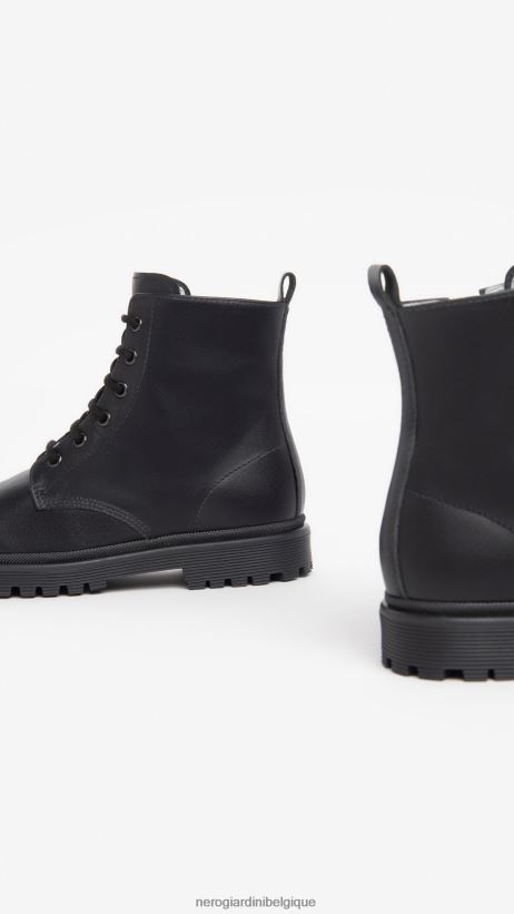 chaussure être NeroGiardini fille art. i327552f bottes de combat en cuir junior noir F2F08N434