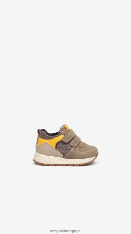 chaussure être NeroGiardini garçon art. i324971m baskets junior en cuir et toile biscotto F2F08N377