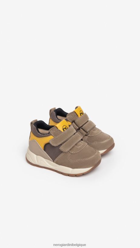 chaussure être NeroGiardini garçon art. i324971m baskets junior en cuir et toile biscotto F2F08N377