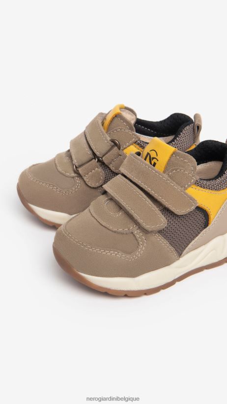 chaussure être NeroGiardini garçon art. i324971m baskets junior en cuir et toile biscotto F2F08N377