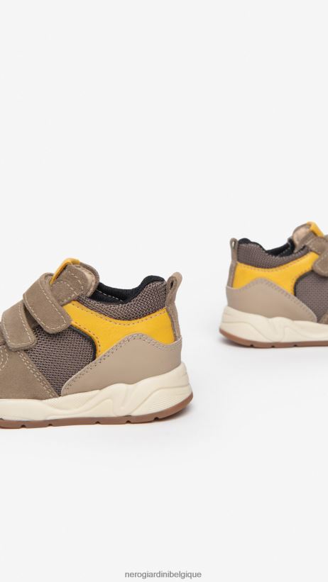 chaussure être NeroGiardini garçon art. i324971m baskets junior en cuir et toile biscotto F2F08N377