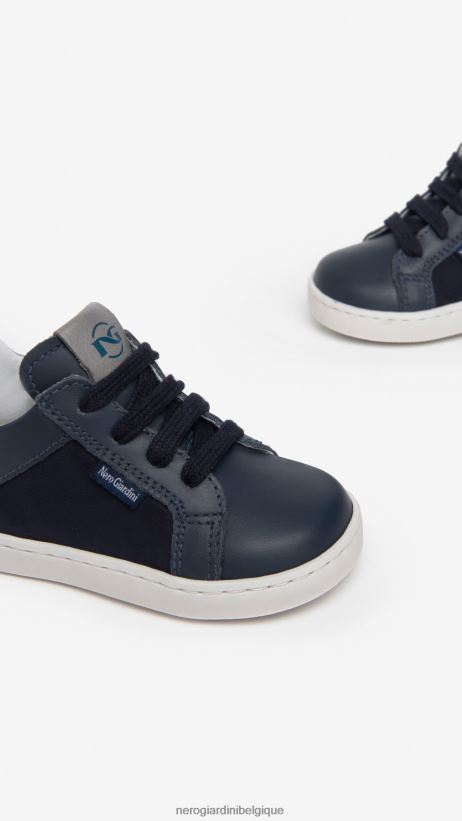 chaussure être NeroGiardini garçon art. i324991m baskets junior en cuir et toile incantant F2F08N379