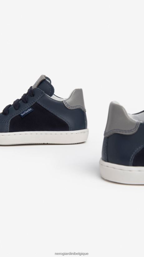 chaussure être NeroGiardini garçon art. i324991m baskets junior en cuir et toile incantant F2F08N379