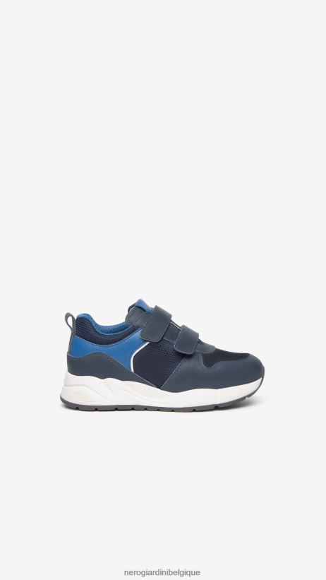 chaussure être NeroGiardini garçon art. i328970m baskets junior en cuir et toile incantant F2F08N382