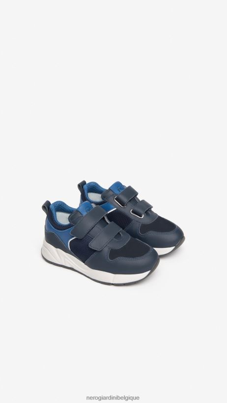 chaussure être NeroGiardini garçon art. i328970m baskets junior en cuir et toile incantant F2F08N382