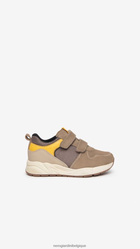 chaussure être NeroGiardini garçon art. i328971m baskets junior en cuir et toile biscotto F2F08N383