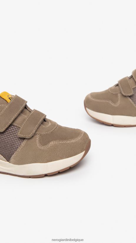 chaussure être NeroGiardini garçon art. i328971m baskets junior en cuir et toile biscotto F2F08N383