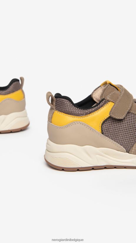 chaussure être NeroGiardini garçon art. i328971m baskets junior en cuir et toile biscotto F2F08N383