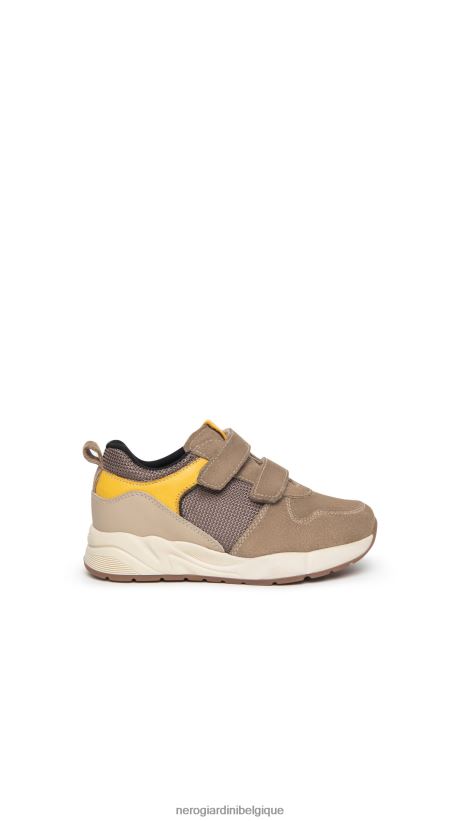chaussure être NeroGiardini garçon art. i328971m baskets junior en cuir et toile biscotto F2F08N383