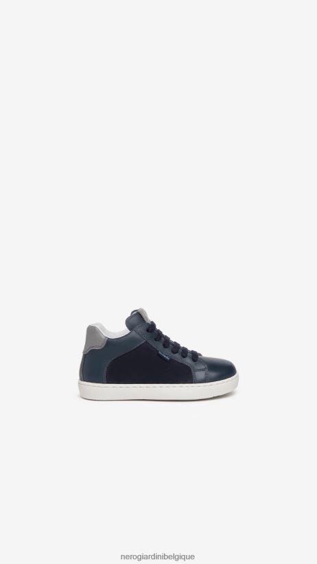 chaussure être NeroGiardini garçon art. i328991m baskets junior en cuir et toile incantant F2F08N385