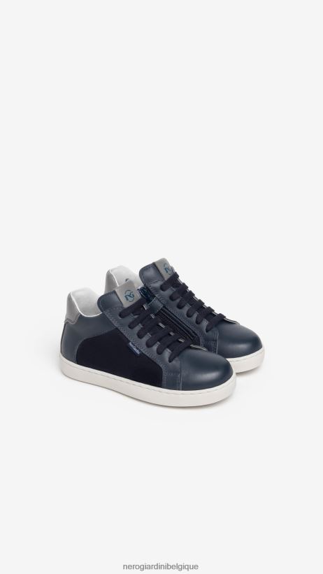 chaussure être NeroGiardini garçon art. i328991m baskets junior en cuir et toile incantant F2F08N385