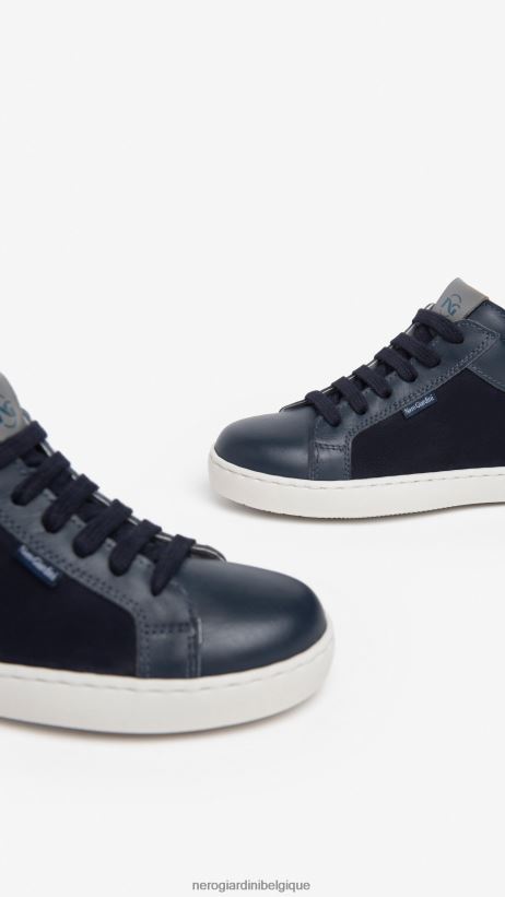 chaussure être NeroGiardini garçon art. i328991m baskets junior en cuir et toile incantant F2F08N385
