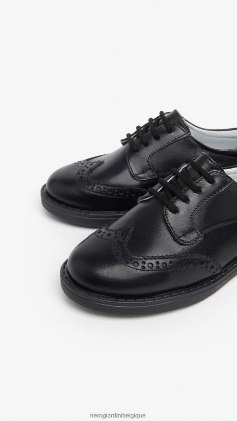 chaussure être NeroGiardini garçon art. i329011m chaussures à nouer en cuir junior noir F2F08N396