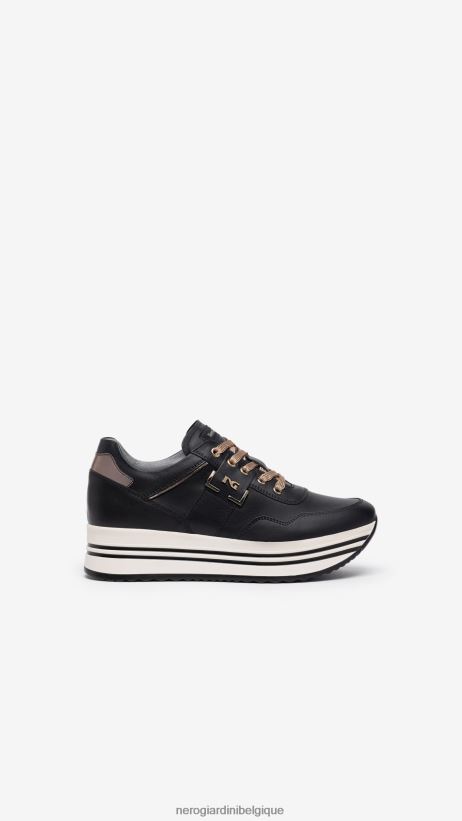 chaussure être NeroGiardini femmes art. baskets en cuir i308380d noir F2F08N4