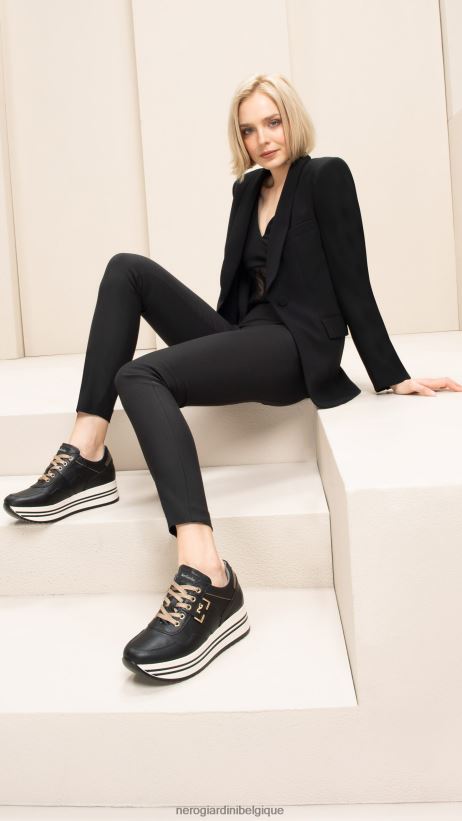 chaussure être NeroGiardini femmes art. baskets en cuir i308380d noir F2F08N4