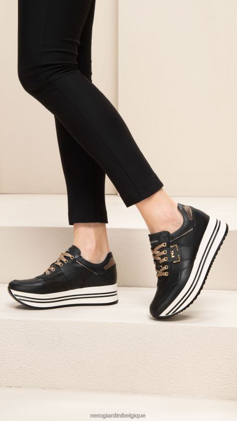 chaussure être NeroGiardini femmes art. baskets en cuir i308380d noir F2F08N4