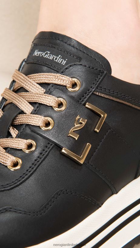 chaussure être NeroGiardini femmes art. baskets en cuir i308380d noir F2F08N4