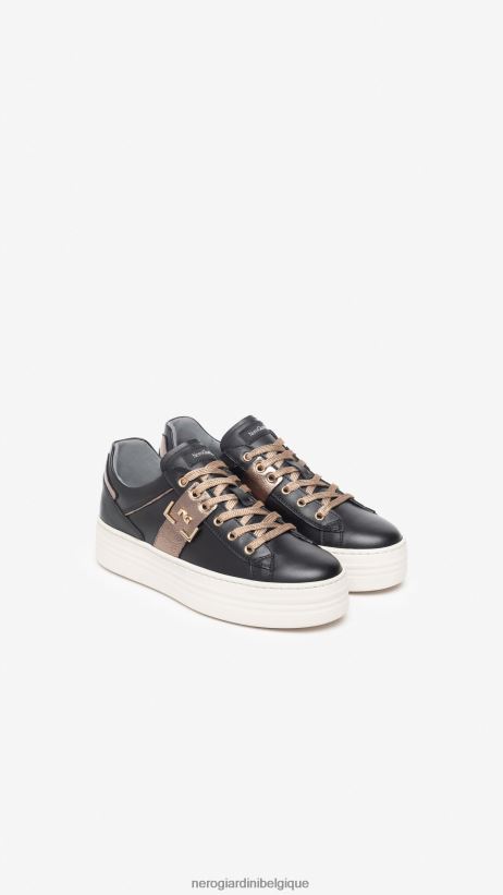 chaussure être NeroGiardini femmes art. baskets en cuir i308412d noir F2F08N7