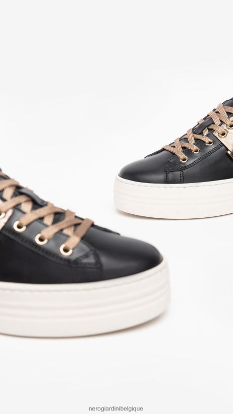 chaussure être NeroGiardini femmes art. baskets en cuir i308412d noir F2F08N7
