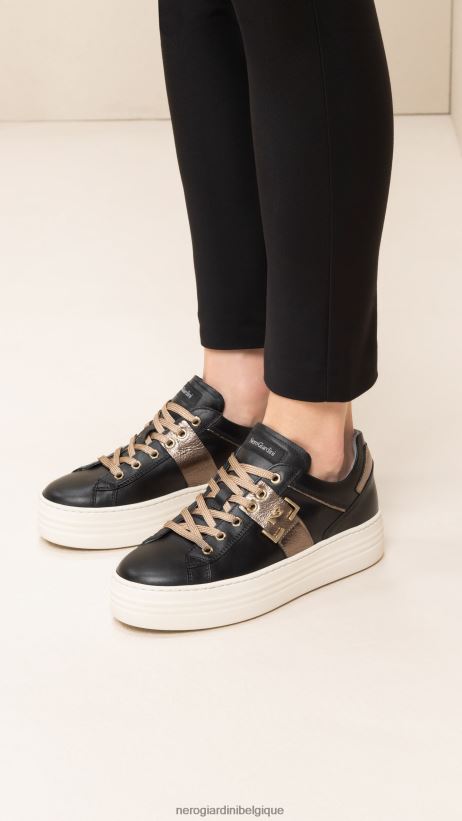 chaussure être NeroGiardini femmes art. baskets en cuir i308412d noir F2F08N7